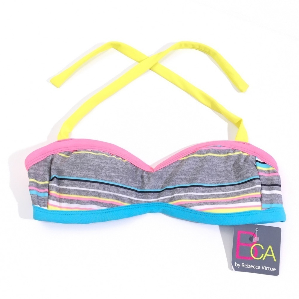 BCA by Rebecca Virtue Gray Bikini Swim Top S